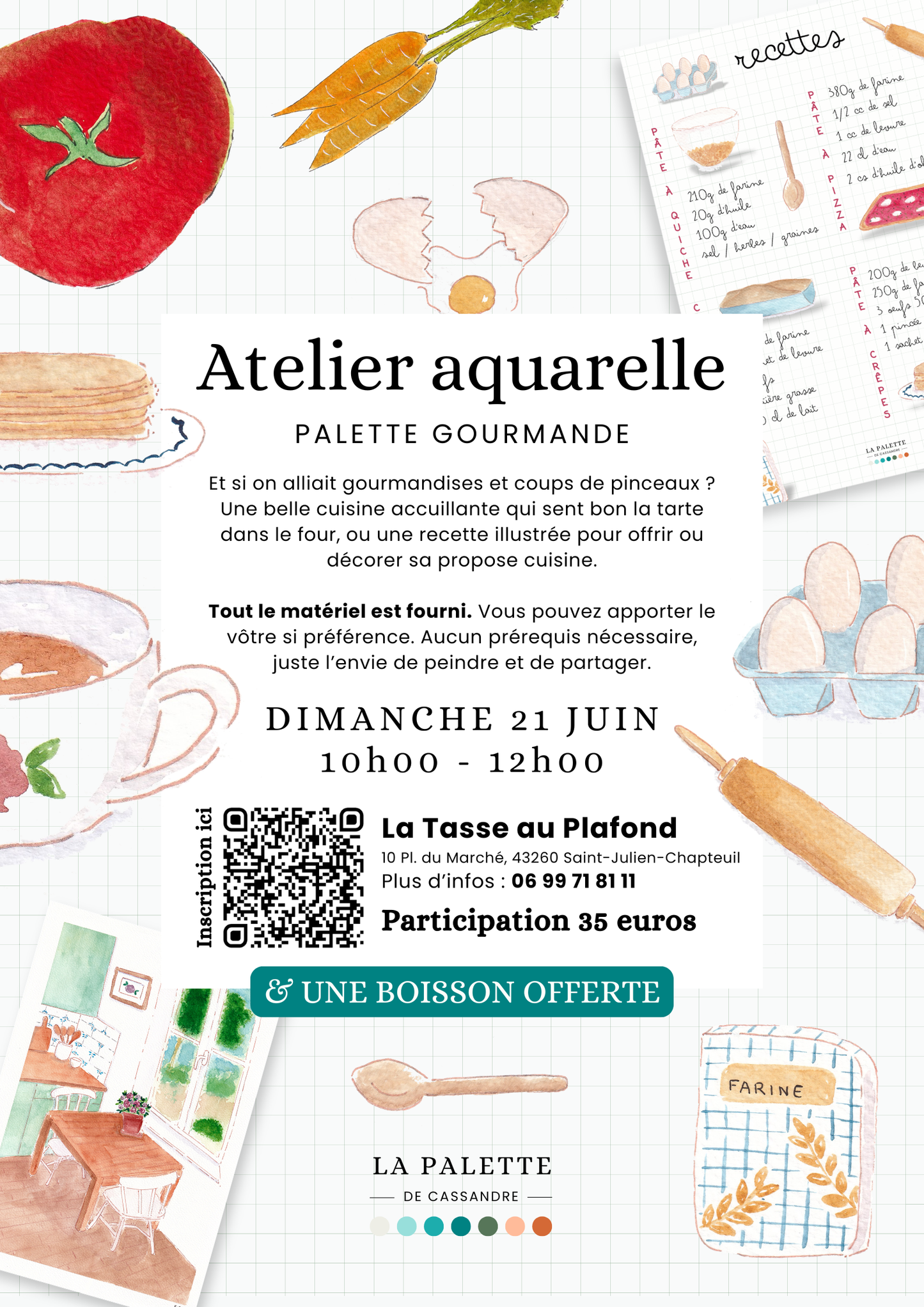 Atelier Aquarelle Palette Gourmande : Dimanche 21 juin