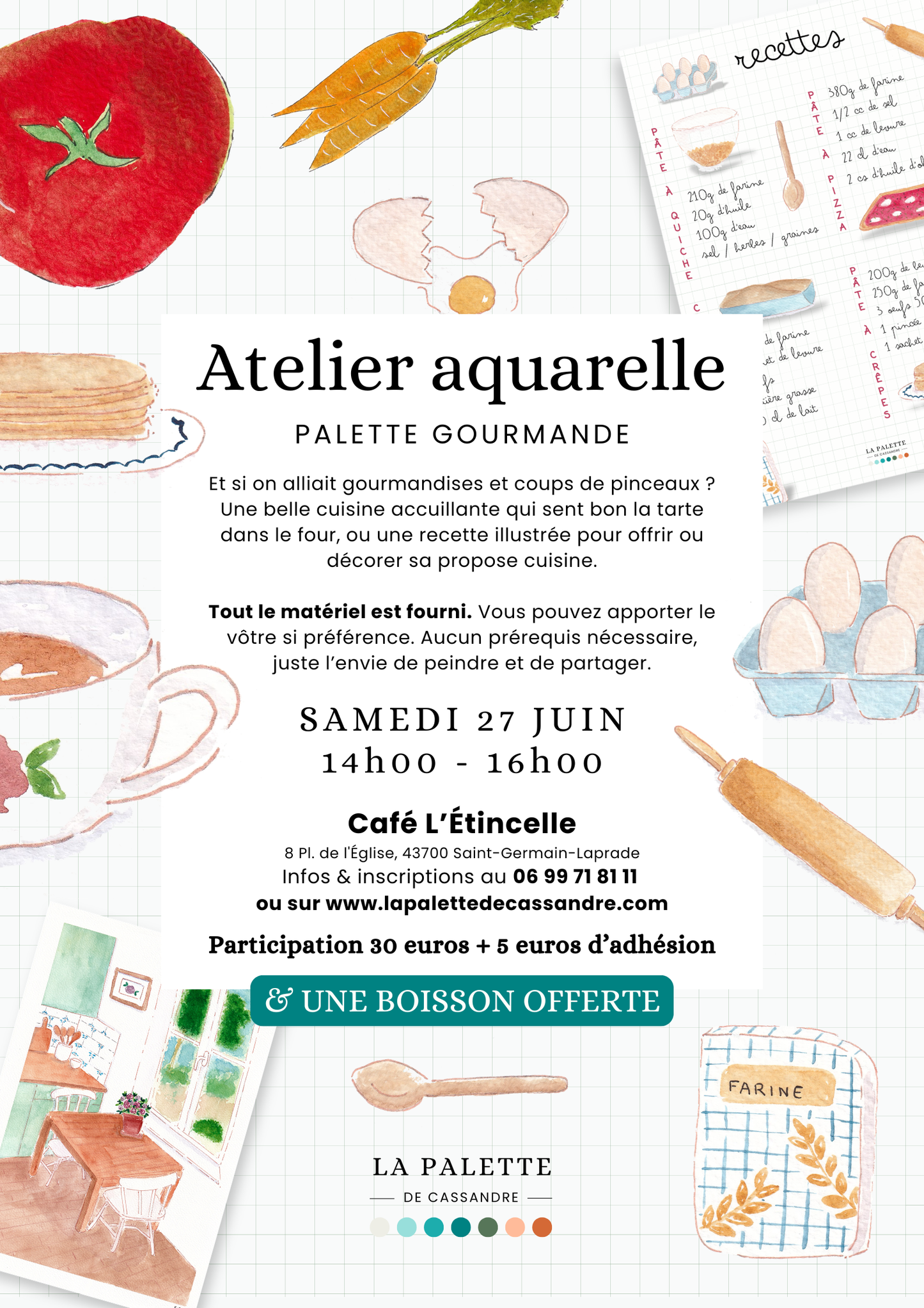 Atelier Aquarelle Palette Gourmande : Samedi 27 juin