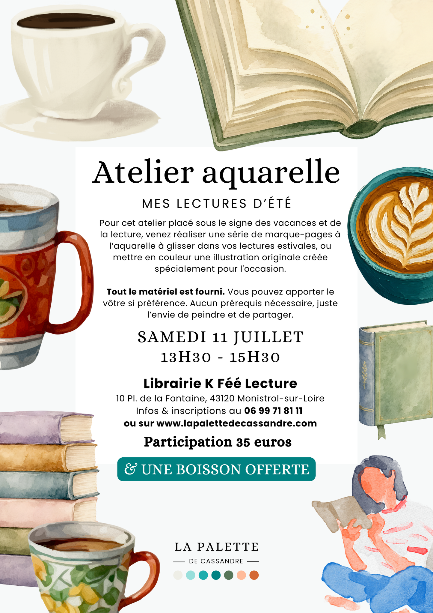 Atelier Aquarelle Mes Lectures d'Été : Samedi 11 juillet