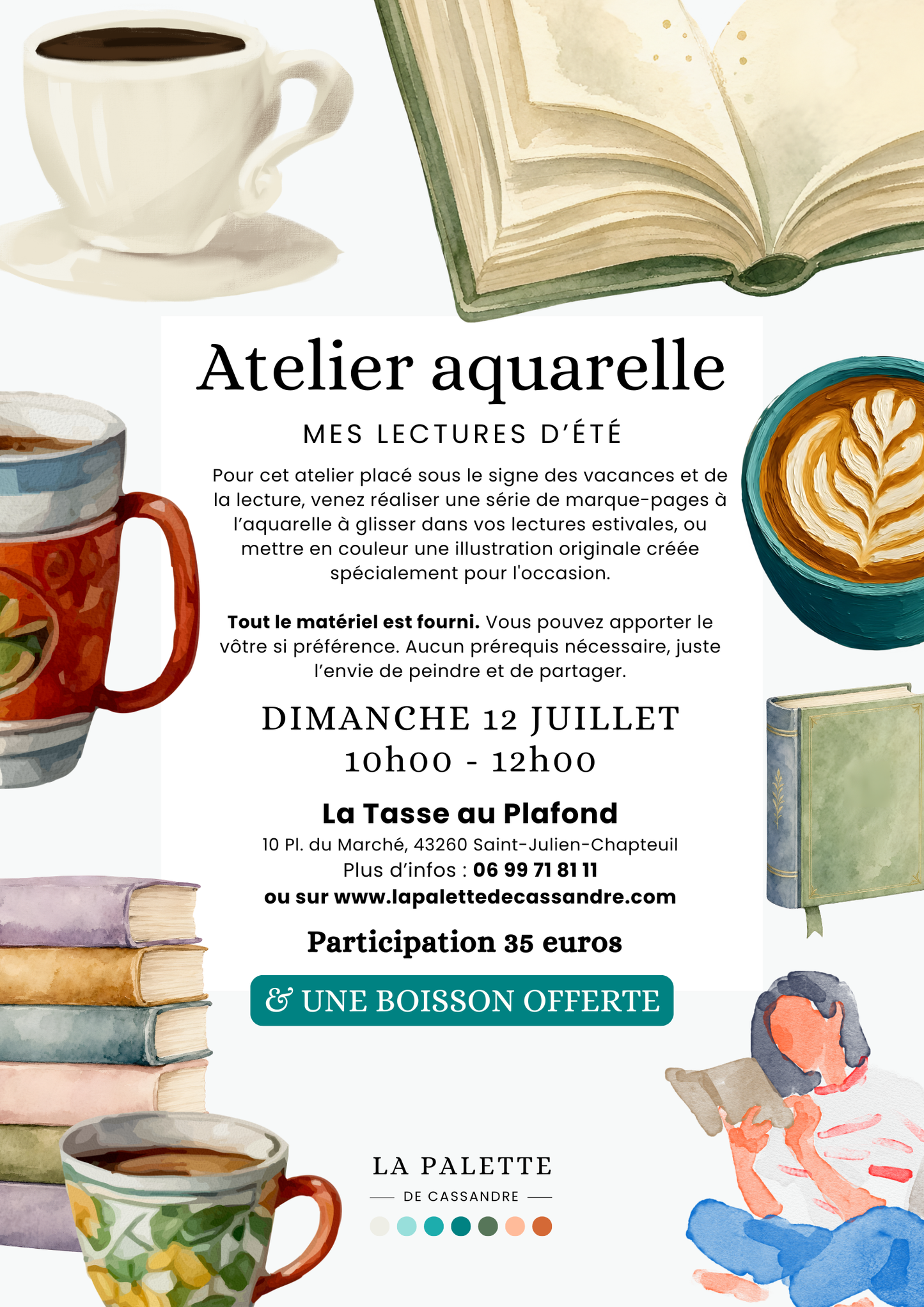Atelier Aquarelle Mes Lectures d'Été : Dimanche 12 juillet