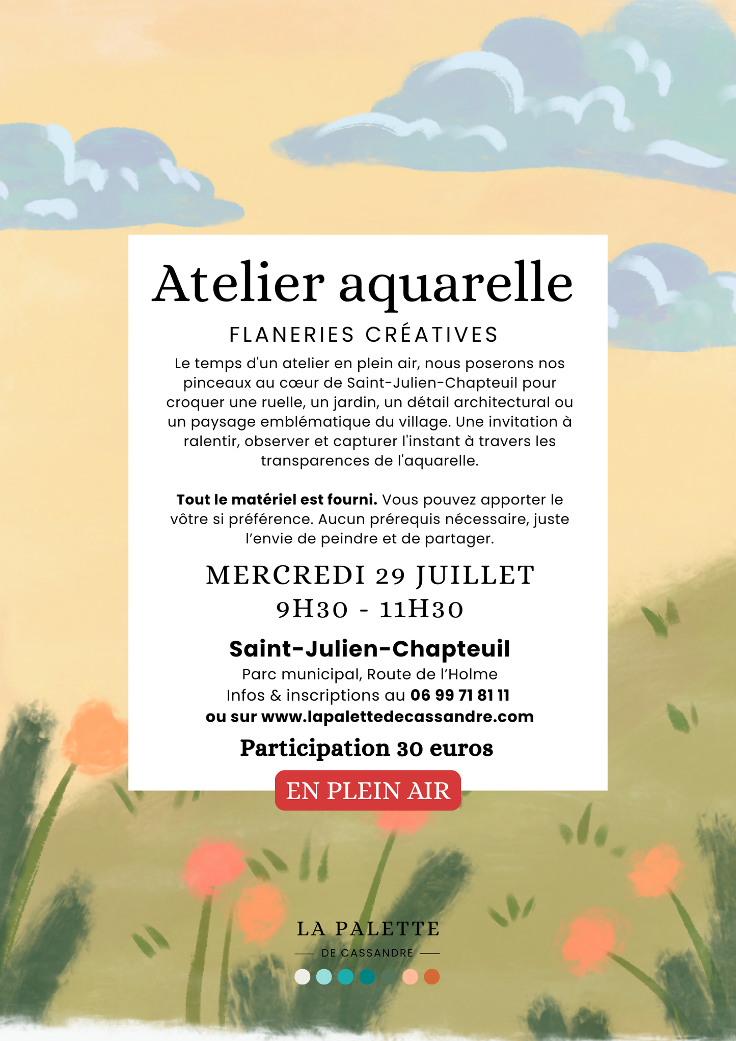 Atelier Aquarelle Plein Aire :  Mercredi 29 juillet