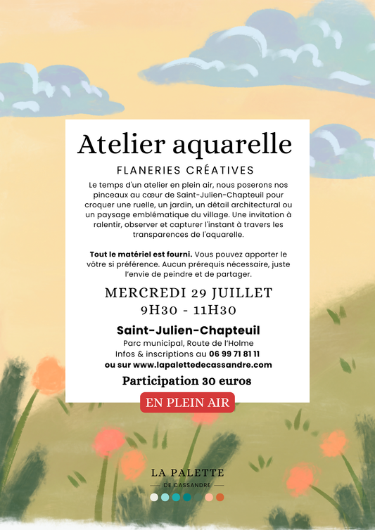 Atelier Aquarelle Plein Air :  Mercredi 29 juillet