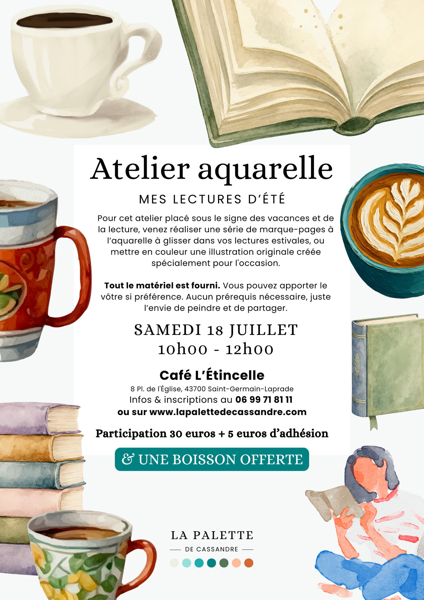 Atelier Aquarelle Mes Lectures d'Été : Samedi 18 juillet